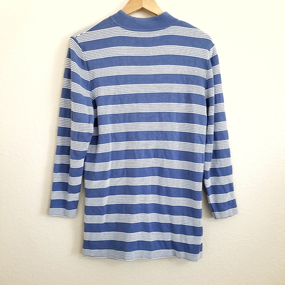 Vintage Schrader Blue Stripe Knit Cardigan Size 10 - Picture 3 of 4